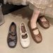 New French-style Retro Bowknot Mary Jane Flats Shallow Soles And Soft Bottoms, Suitable For Pairing With Skirts, Casual_vogvips.com