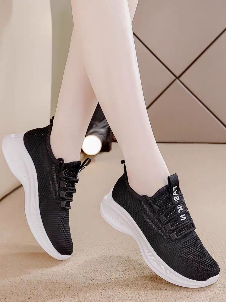 Breathable Single-mesh Sports For Women, 2026 Summer New Women's Fly-knit Mesh Running Shoes, Slip-on Casual White Shoes_vogvips.com