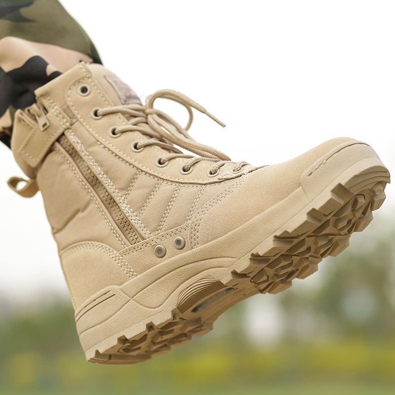 European Warm Series Men's Tactical Spring Summer High Top Breathable Outdoor Martin Boots Military Training Wear-resistant Trekking Hiking_vogvips.com