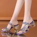 Foreign Trade 2023 Summer Korean Style Rhinestone Slippers , Outdoor Wear, Chunky Mid-Heel, Large Size Sandals For_vogvips.com