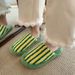 Men And Women's Cozy Striped Fuzzy Slippers For Home Winter Warm Soft Indoor House Shoes Non-Slip Rubber Sole_vogvips.com