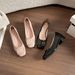 Classic Square Buckle Thick Heel Gentle Wind Square Head Elegant Temperament Nude Single Shoes Women_vogvips.com
