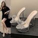 Pointed-toe Waterproof Platform Fashion New Transparent Strap Chunky Heel Ultra High Heel Casual Fashion Sandals Women's Slippers_vogvips.com