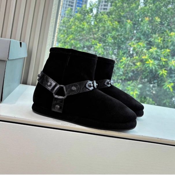 Belt Buckle Snow For Women High Verion 2025 Winter New Integrated Tube Thickened Fur Short Boot Thick Sole Cotton_vogvips.com