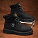 Men's Winter Snow Boots With Fleece Lining, Thick Sole & Height Increase, Waterproof PU Leather, Casual Slip-Resistant Shoes For Outdoor & Daily Wear_vogvips.com