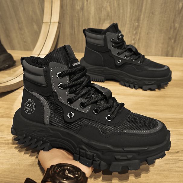 European Warm Series Men's 2025 Autumn New Trend Black Casual Safety Shoes Thick Sole Hiking Work High-top Martin Boots_vogvips.com