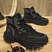 European Warm Series Men's 2025 Autumn New Trend Black Casual Safety Shoes Thick Sole Hiking Work High-top Martin Boots_vogvips.com