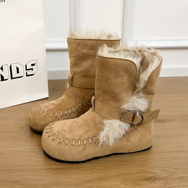 Melard Retro Internal Height Increase Thick Sole Two-Way Snow For Women 2026 New Fleece-Lined Warm Furry Short Boots_vogvips.com