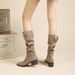 Western Slouch 2023 Summer High Tube Chunky Heel Square Toe Pleated Denim Over-the-Knee Suede Long Boots_vogvips.com