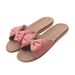 Four-season Open-toe Linen Slippers, Japanese-style EVA Women's Home Indoor Summer Linen Striped Bow Slippers, Suitable For Outdoor Wear_vogvips.com