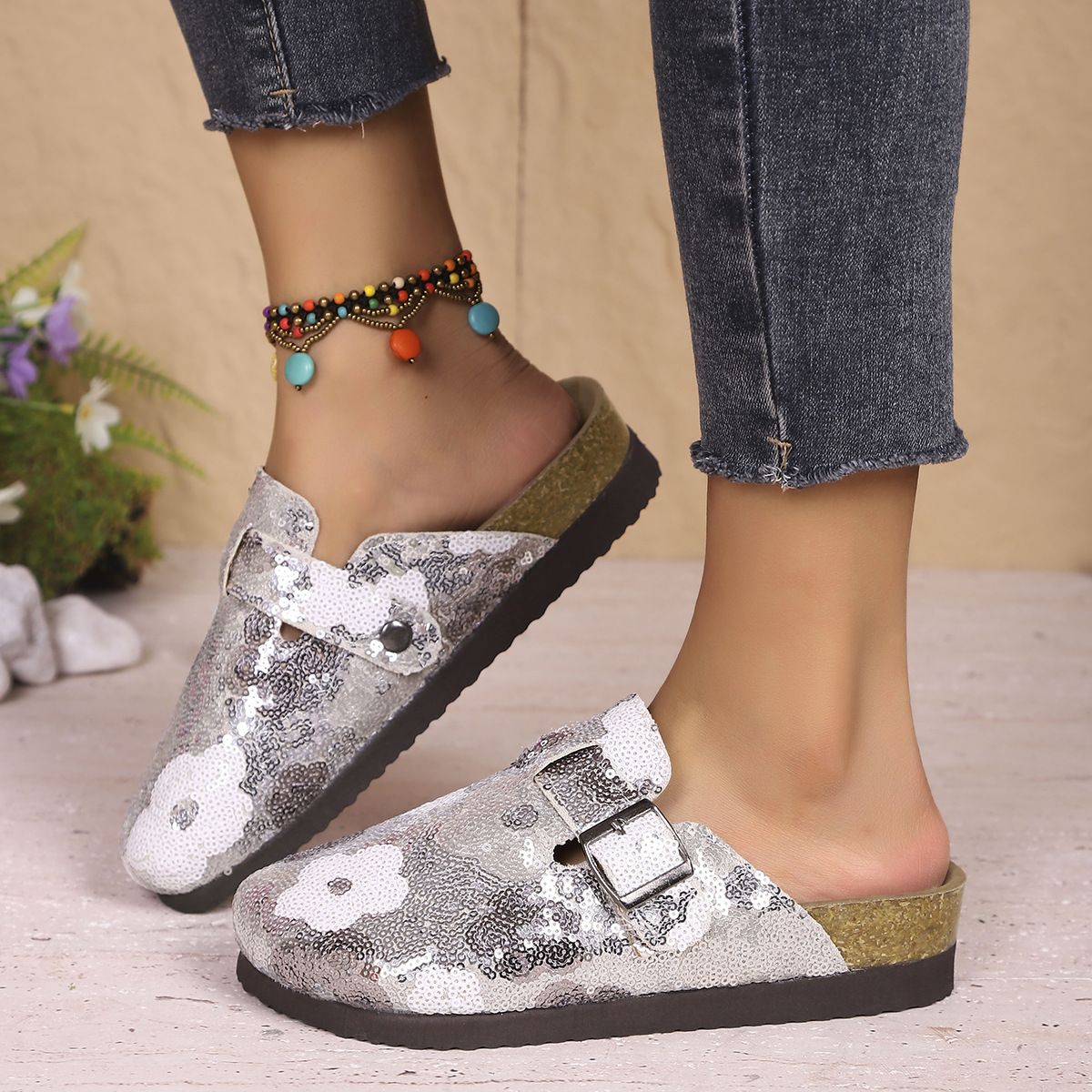 New Fairy Style Flat Low Heel Closed Toe Slippers Women's Casual Slippers To Match Skirts Birken Foreign Trade Women's Shoes_vogvips.com