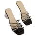 Spring New Square Head Open Toe Sexy High Heels Slippers_vogvips.com