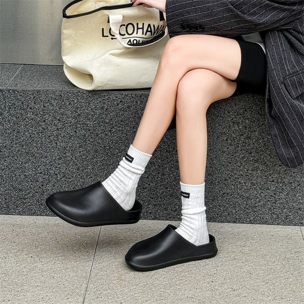 Popular EVA Closed-toe Slippers Men, Suitable For Outdoor Wear, Non-slip, Waterproof, Half-slippers, Stylish Couple's_vogvips.com