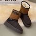 SHLIANG Vintage Buckle Detor Snow Boots Women Winter Mix Color Suede Snow Boots Woman Short Plush Platform Warm Booties Female X0061_vogvips.com