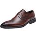 Euro Step Spring Summer Genuine Leather Small Square Toe Brogue Carved Derby First Layer Cowhide Business Formal Men's Shoes_vogvips.com