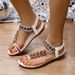Cross-border Bohemian Ethnic Style Women's Summer Fashion Beach Flat Sandals Beaded Toe Clip Shoes_vogvips.com