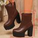 Cross-border Plus-size European American Autumn Winter New Fashion High-heeled Shoes With Chunky Heels And Back Zipper,_vogvips.com