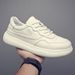 Men's Genuine Leather White Sneakers Breathable Top Layer Cowhide Casual Board Shoes Fashion Comfortable Lightweight Daily Wear_vogvips.com