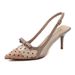 733-8 Pointed Toe Stiletto Korean Style Sexy Mesh Closed-Toe Sandals For Women With Bowknot Elegant High And Low Heels_vogvips.com