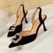 896-2 Style Banquet Women' Shoe High Heel Shallow Mouth Pointed Suede Hollow Back Strap Metal Rhinetone Buckle_vogvips.com
