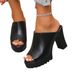 Spring Summer European American Fashion Chunky Heel High-heeled Open-toe Shoes, New Foreign Trade Platform Thick-soled_vogvips.com