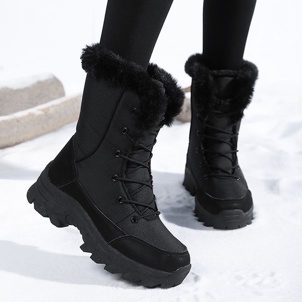 Black Snow For Women Winter Fleece Lined Thickened Warm Shoes Waterproof Non-Slip Northeast Outdoor Skiing Big Cotton_vogvips.com