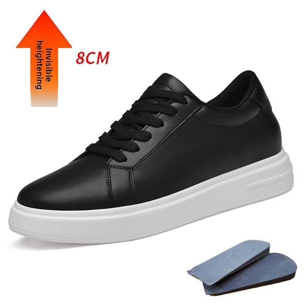 Invisible Heightening Board Shoes Men's Large Size First Layer Cowhide White Shoes Student Breathable Casual Shoes_vogvips.com