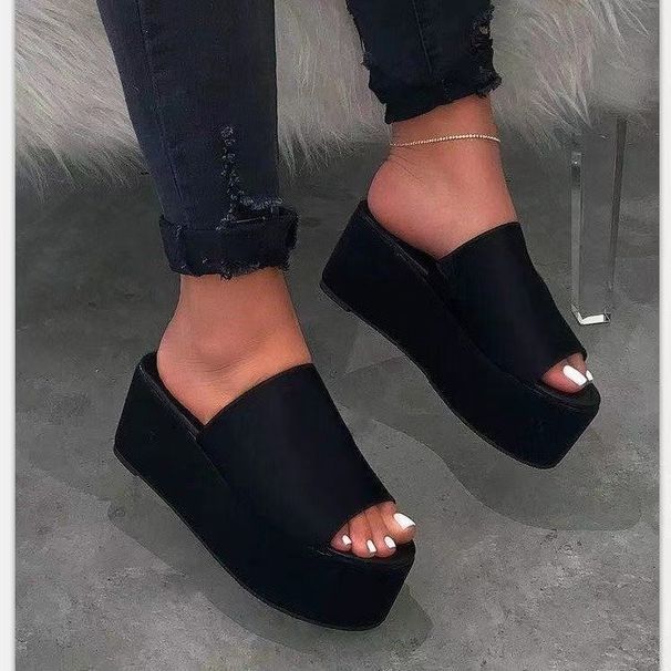 Women's Shoes New Large Size Women's Shoes Camouflage Thick Bottom Platform Heel One Line Casual Sandals For Women_vogvips.com