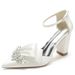 Women's Chunky Heel Pointed Toe Hollow Rhinestone Wristband Wedding Dress Shoes Bridesmaid Evening Footwear Size 35 To 40_vogvips.com
