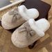 for Women Winter Cute Bowknot Thick Sole Home Non-Slip Couple Cotton Thickened Maternity Slippers_vogvips.com