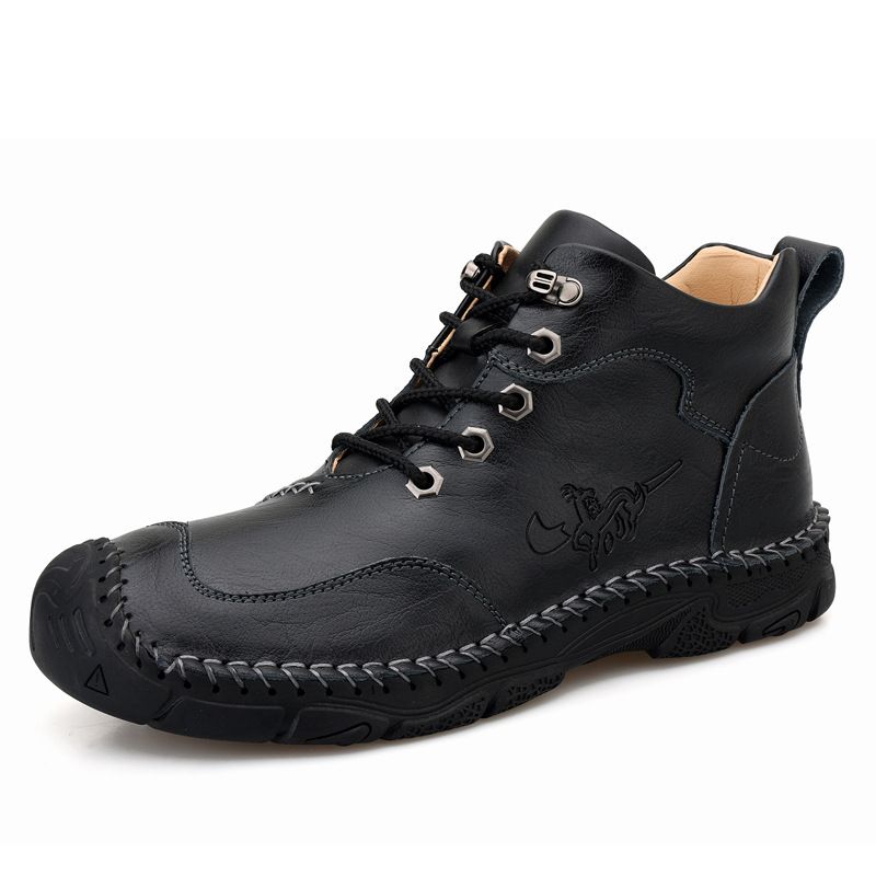 Martin Boots Men's Breathable Men's Sports Short Boots Strap Large Size Leather Shoes_vogvips.com