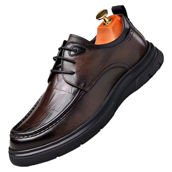 Euro Step Men's Business 2025 Autumn New Casual Commuter Single Lace-up Genuine Leather Formal Shoes_vogvips.com
