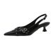 GuoLi 2025 Summer New European And American Style Square Buckle Strap Patent Leather Pointed Toe Open Back Thin High_vogvips.com