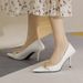 Square Single For Women 2025 Spring Summer New European And American Style Metal Chain Thin Heel Pointed Toe Fashion_vogvips.com
