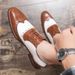 TerraStride Brogue Leather British Style Carved Casual Studio Wedding Photo Black And White Large Size 47 Men's Shoes_vogvips.com