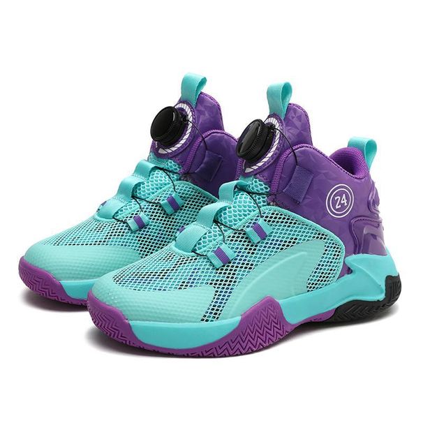 Men’s Shoes breathable mesh fashion sports shoes for children, medium and large children's rotating button non slip basketball shoes and running shoes_vogvips.com