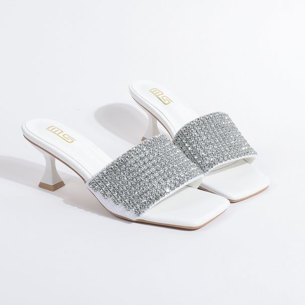 Elegant Rhinestone Flat Sandals For Women – Breathable Open-Toe Slippers With Comfortable Rubber Sole – Fashionable Casual Shoes In Black & White_vogvips.com