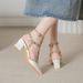 528-2 Rivet High Heels Large Size Pointed Women Spring Summer New Roman Sandals Elegant Closed Toe Single Shoes_vogvips.com