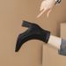7cm Size 31-40 Square Toe Chunky Mid-Calf Slim Martin Height Increasing High Heel Back Zipper Short Boots For Women_vogvips.com
