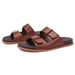 Mature Men's Real Leather Slippers Businessman Summer Outwear Slides Casual Anti Slip Breathable Beach Shoes_vogvips.com
