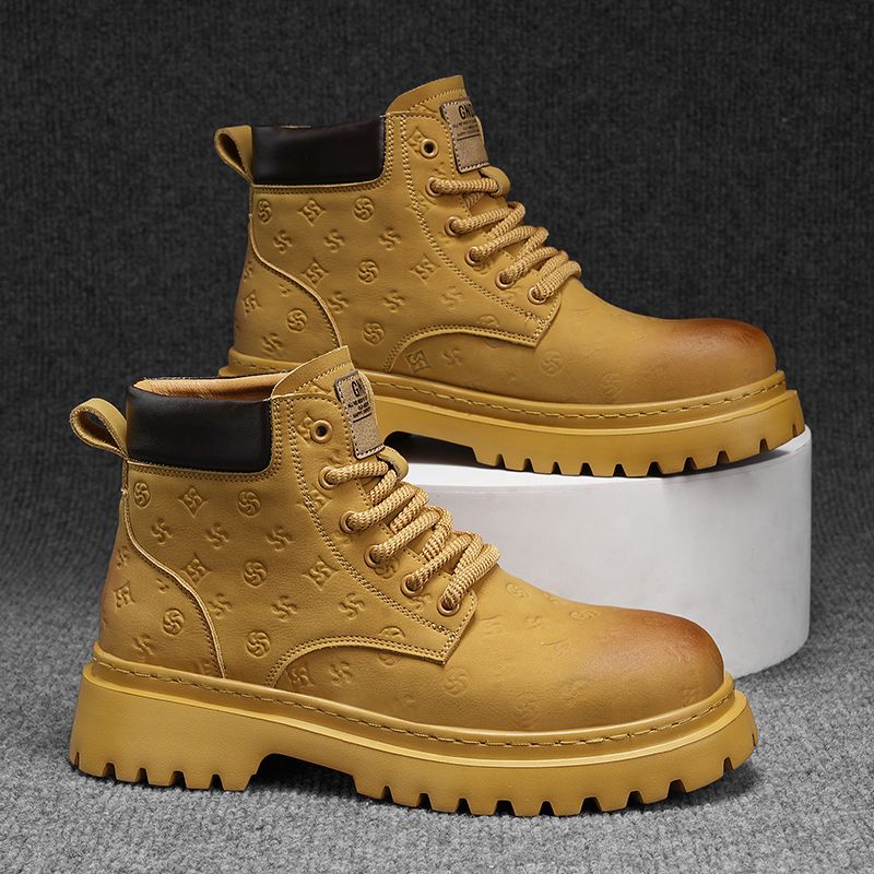 New Leather Spring Men's Shoes High-top Men's Heightening Tooling Martin Boots_vogvips.com