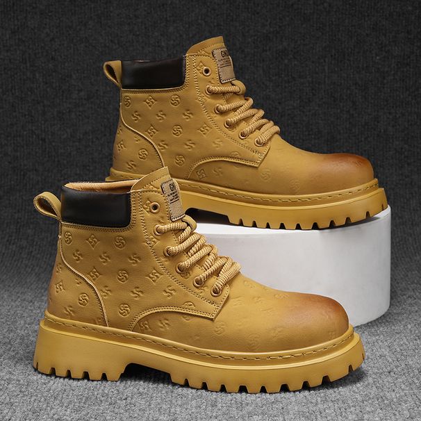 New Leather Spring Men's Shoes High-top Men's Heightening Tooling Martin Boots_vogvips.com