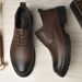 Men's Oxford Leather Shoes Style Round Head Lace-up Platform Men's Leather Shoes_vogvips.com