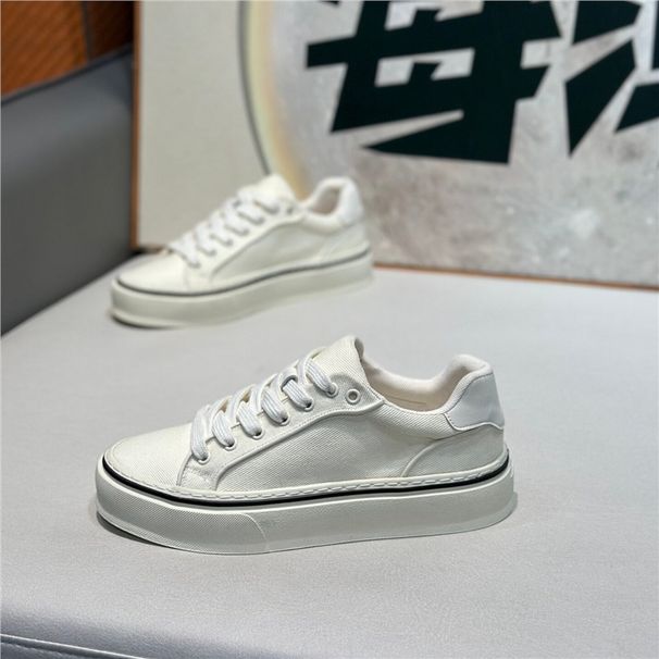 Trendy Men's Shoes, New Spring Model, Low-Top Fabric Upper, Comfortable And Casual, Soft Sole, Lace-Up, Korean Style,_vogvips.com