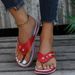 2025 Spring/Summer New Beach Metal Button Slope Heels Fashion Casual Large Size Women's Sandals Slippers_vogvips.com
