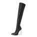 Women's Fashion Pointed Toe Checkered Knee-High Boots With Side Zipper, Stretch Fit & Stiletto Heel For Stylish Outfits Inner Zipper And Elastic Heel._vogvips.com