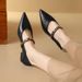 Belle Phoebe Pointed Toe Flats, French Flat Classic Shallow Mary Jane Shoes, New Metal Chain Leather Shoes_vogvips.com