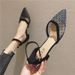 Chunky Heel Fairy Daily 2023 Summer New Pointed Toe Breathable Mid-Heel Sandals Mesh Women's Shoes_vogvips.com