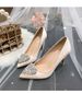 Women's Champagne Gold High Heels Crystal Embellished Wedding Dress Shoes Style Bridesmaid Footwear White Wine Red_vogvips.com