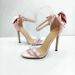 Pink Bowknot Pearl Strap High-heeled Sandals With Satin Surface, Super Fairy-like Shoes, Internet Celebrity Style,_vogvips.com
